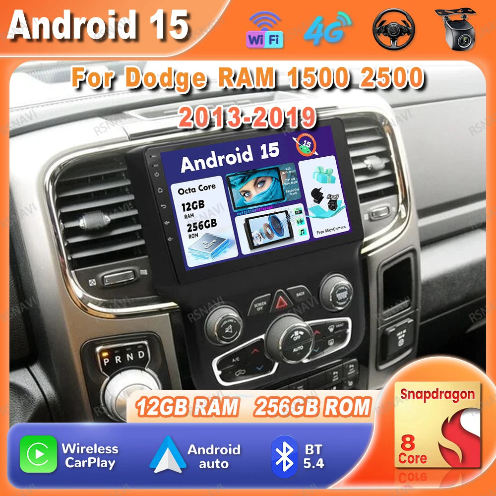 Android 15 Car Radio for Dodge RAM 1500/2500 2013-2019 - CarPlay & 4G LTE