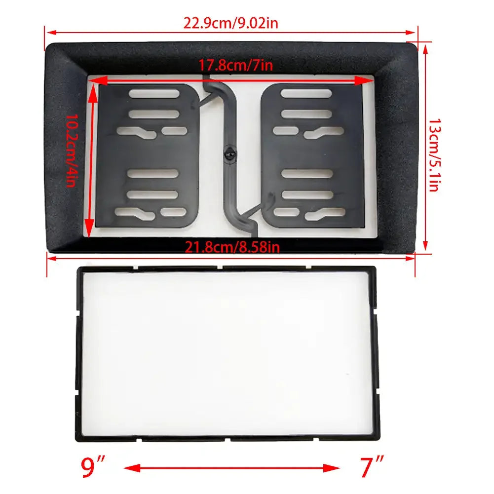 Universal 2-DIN Car Stereo Fascia Frame — Adapts 9"/10" Dashboard to 7" Head Unit