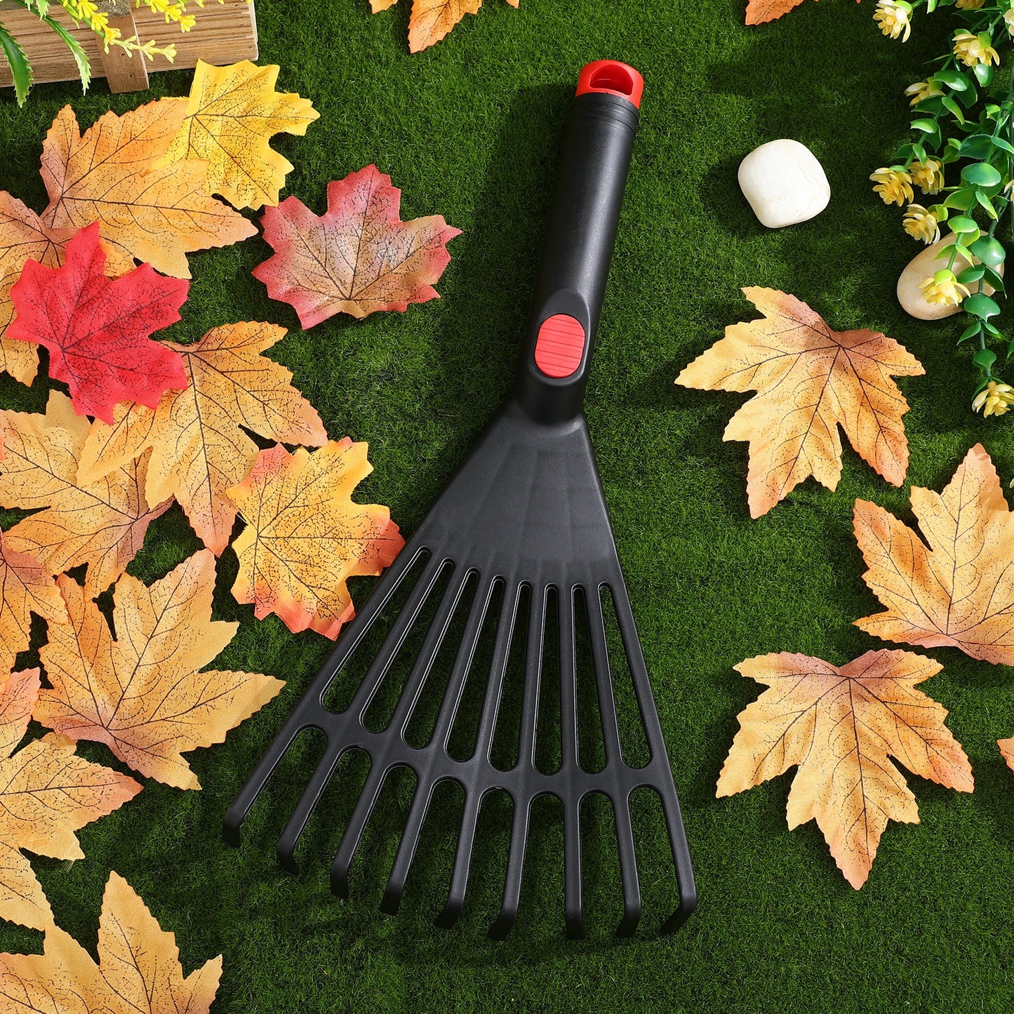 Plastic Garden Leaf Rake – Lightweight Wide Rake for Lawn & Leaf Cleaning