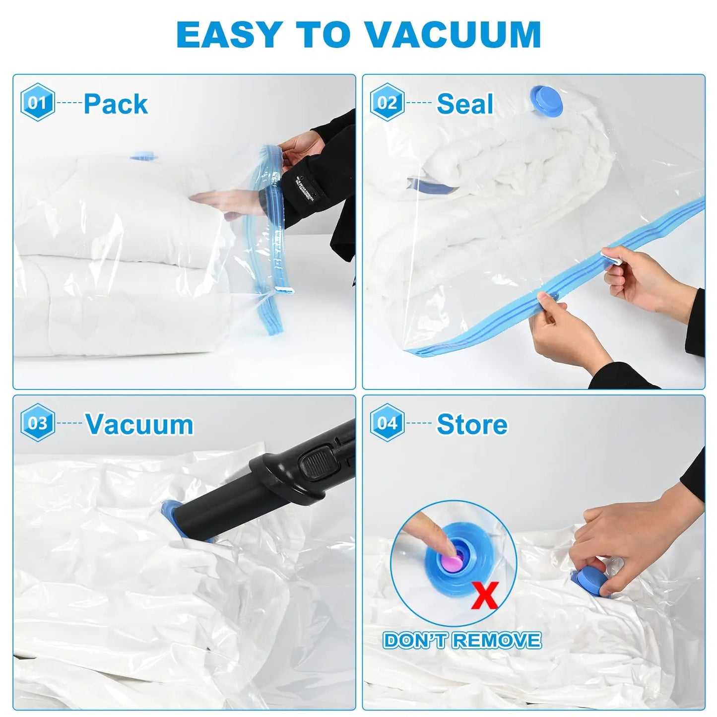 4pcs Thickened Vacuum Compression Bag, Transparent Quilt Vacuum Bag, Storage Bag, Household Clothing Storage And Sorting Bag
