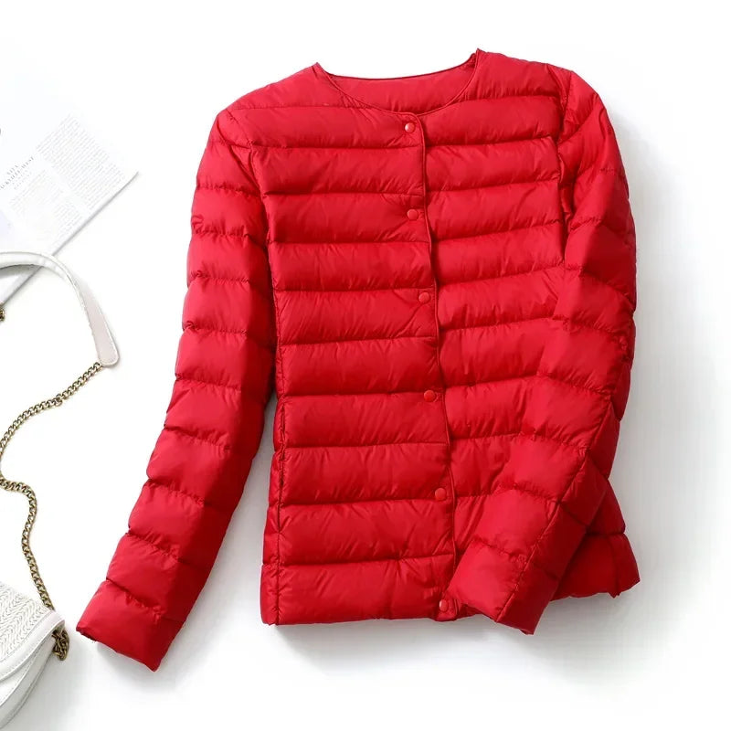 Women's Lightweight Puffer Jacket - Matte Short Winter Coat - photo 17