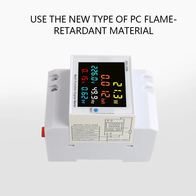 6IN1 Din Rail AC Monitor 110V 220V 380V 100A Voltage Current Power Factor Active KWH Electric Energy Frequency Meter