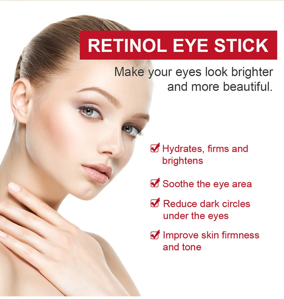 Lakerain Retinol Eye Cream Stick – Dark Circles, Puffiness & Fine Lines | Anti-Aging Eye Serum for Women 3g