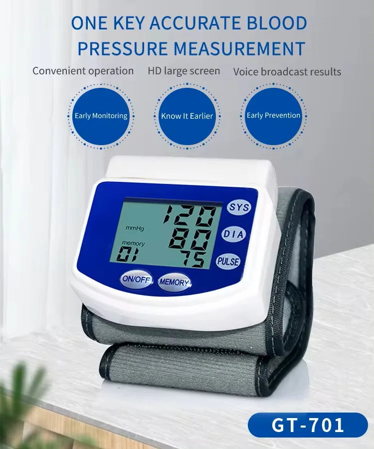 Blood Pressure Monitors for Home Use Rechargeable Wrist Digital BP Machine Cuff with LED Backlit Display, 2 Users with Carrying