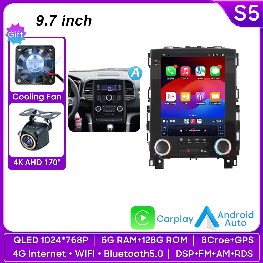 Car Stereo with Apple CarPlay & Android Auto, Compatible with Renault Koleos, Megane 4 & Talisman