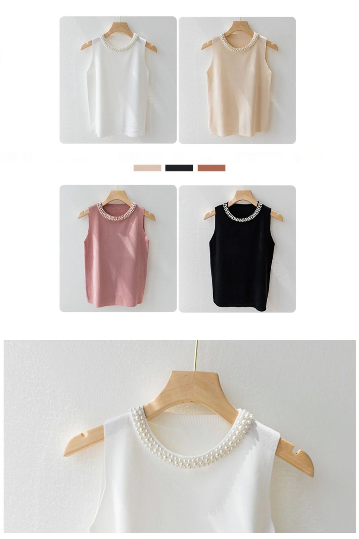 Women's beaded knit tank top, sleeveless vest — view 6 of 20