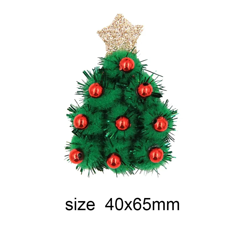 10pcs Glitter Padded Applique Reindeer with Red Nose  for DIY Christmas Hair Clips Bow Accessories Felts Supply Party Decor