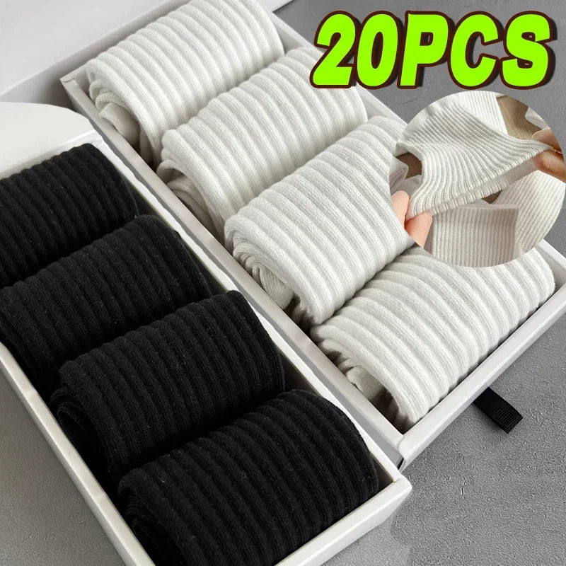 Men's Cotton Crew Socks — White, 1 & 10-Pair Packs, Plus Size