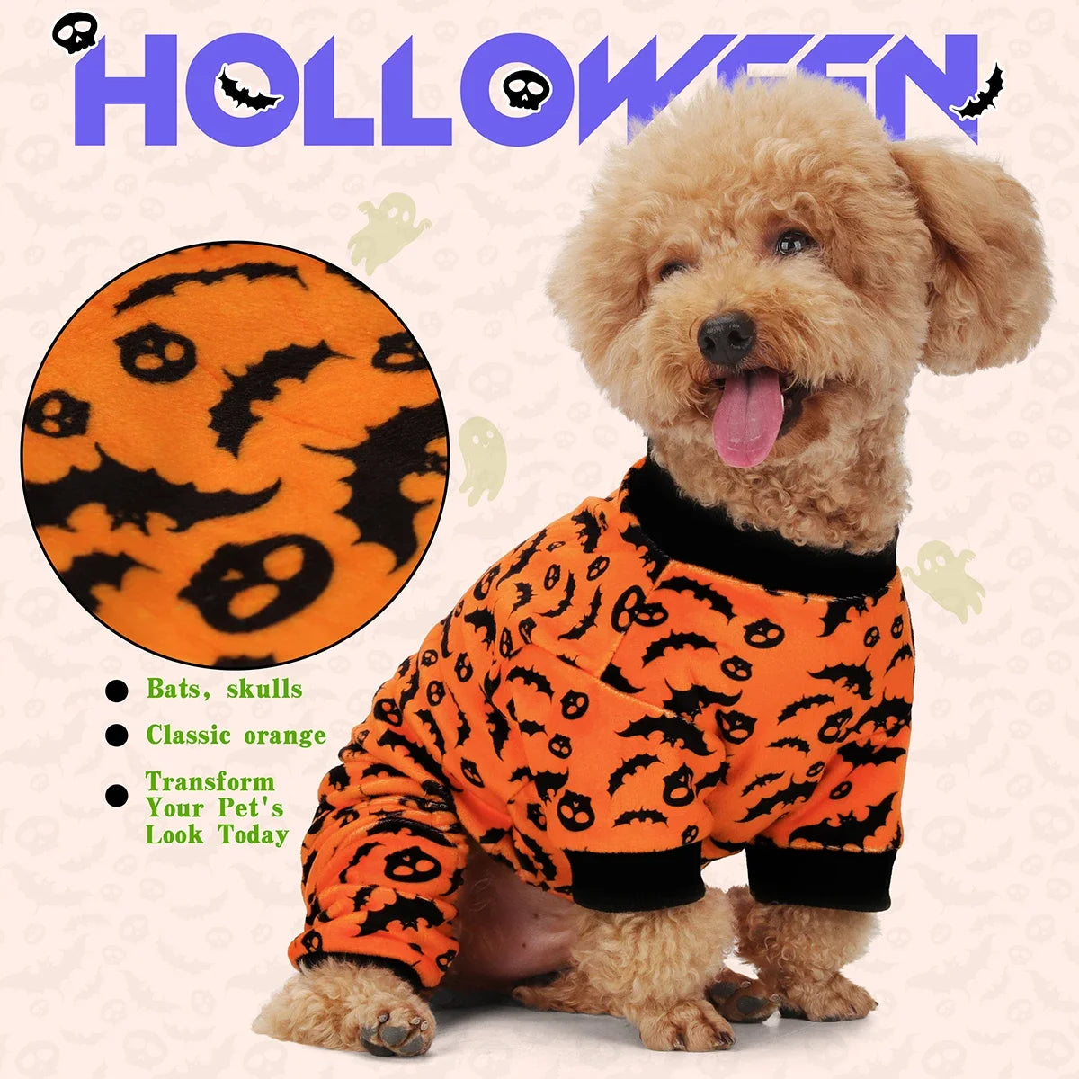 Halloween Dog Pajamas - Bat & Skull Four-Leg Costume – photo 3