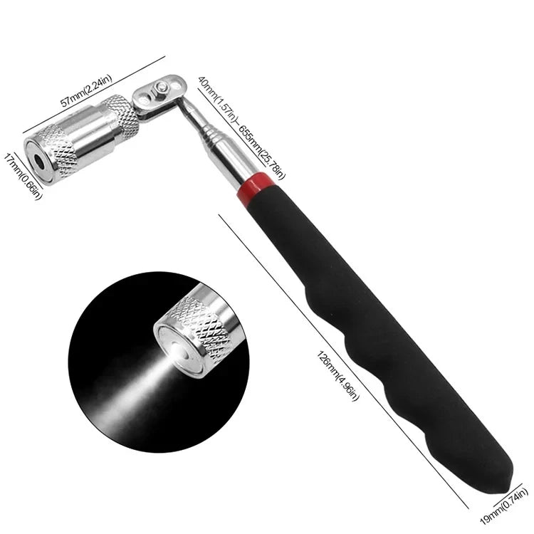 Telescopic Adjustable Magnetic Pick-Up Tools Magnetic Telescopic Magnet Grip Long Pen Telescopic Magnet Stick with LED Light