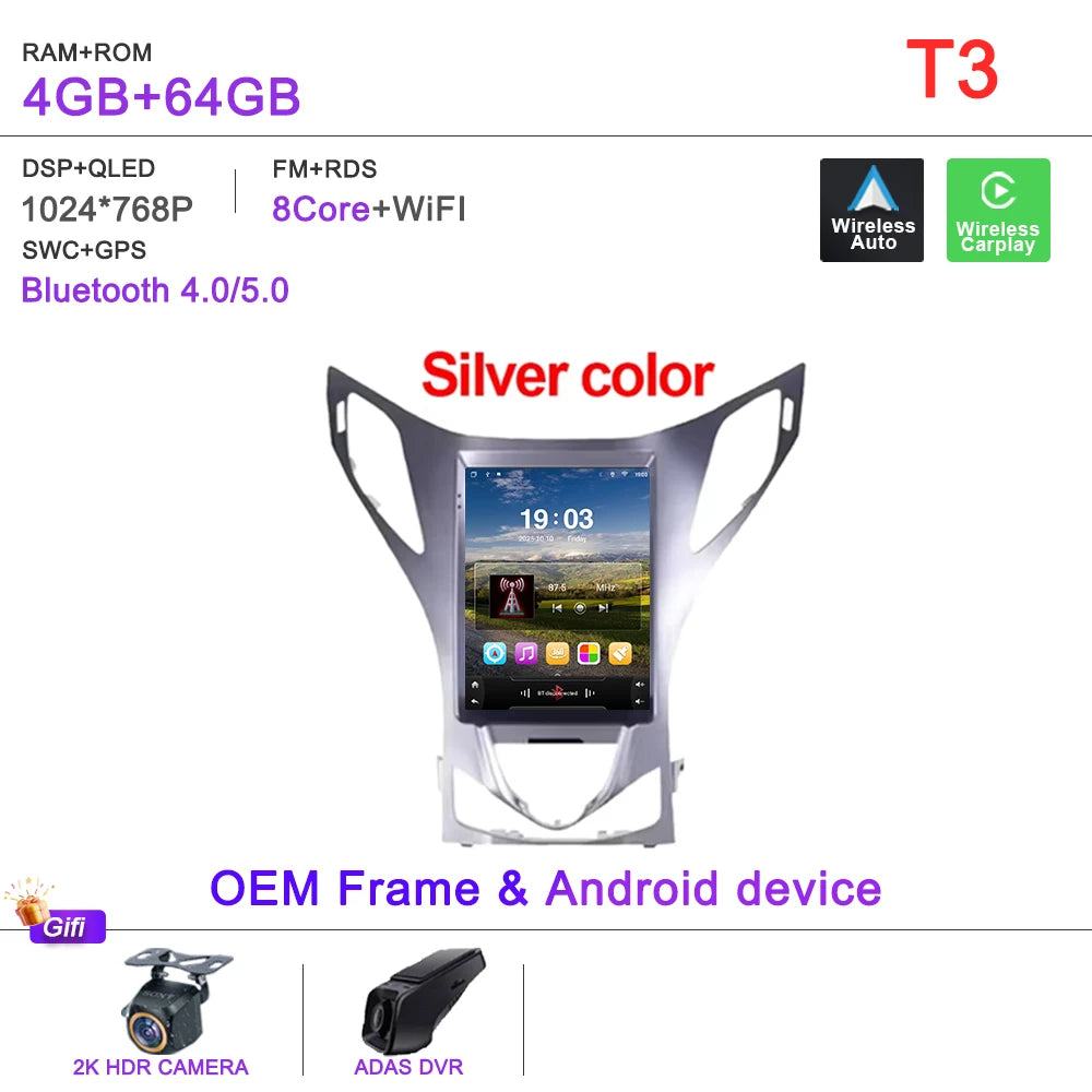 9.7" Car Stereo with Apple CarPlay & Android Auto, Compatible with Hyundai Azera (2011-2012)