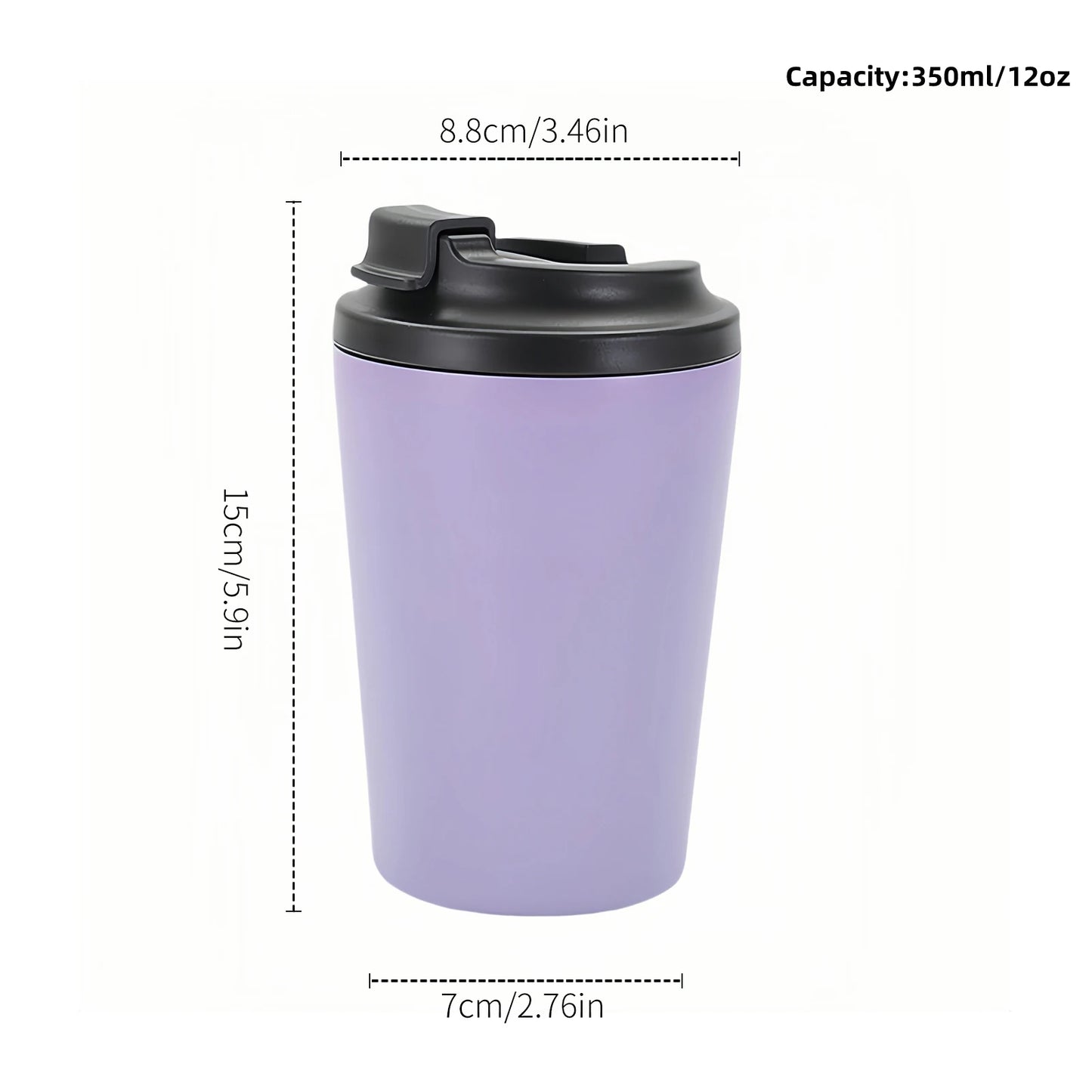 350ml/12oz Double Stainless Steel 304 Coffee Thermos Mug Leak-Proof Non-Slip Car Vacuum Flask Travel Thermal Cup Water Bottle