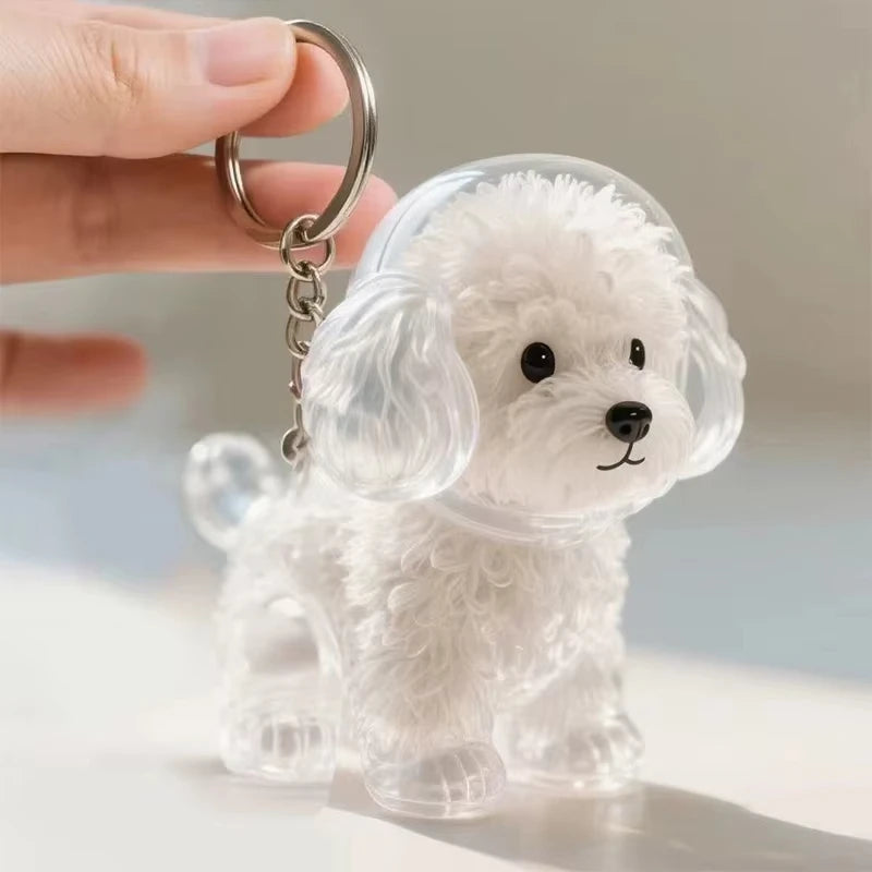 Lovely Dog Hair Storage Keychain Pendant for Bags, Couples Car Keys, Unique Jewelry Souvenir Gift Decoration Accessories Set