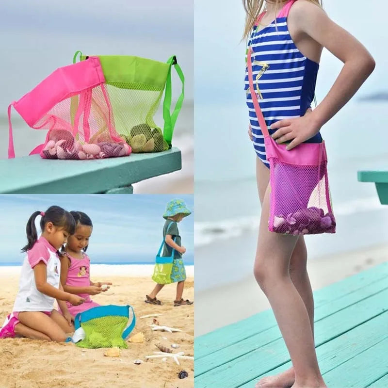 Ultralight Outdoor Mesh Beach Bag For Kids Children Beach Shells Toys Clothes Pocket Toy Storage Organiser Foldable Portable Bag