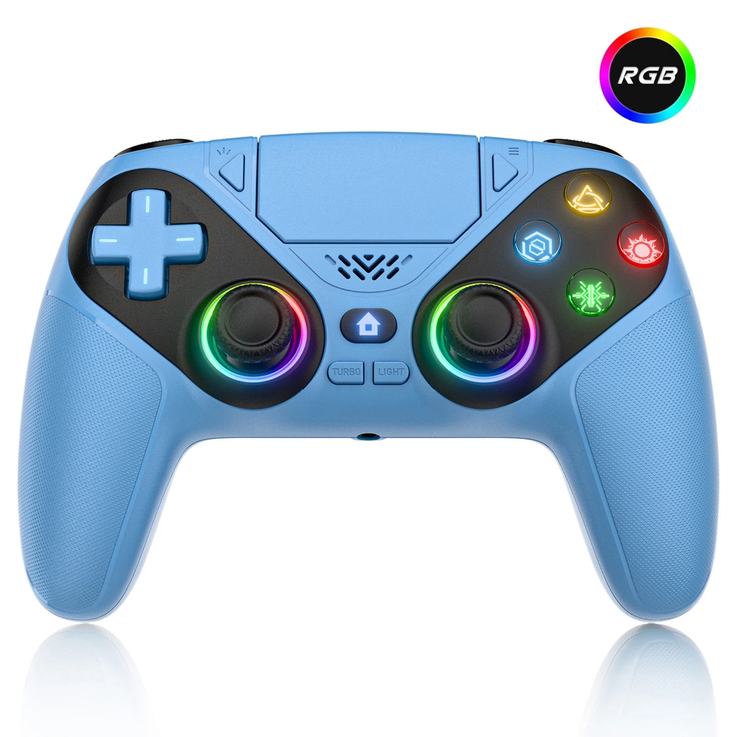 For Playstation 5/PS5/PS4/PC Game Controller,6 Axis Gyro RGB Wireless Gamepads 4-Level Shock Turbo Programmable Gaming Joystick