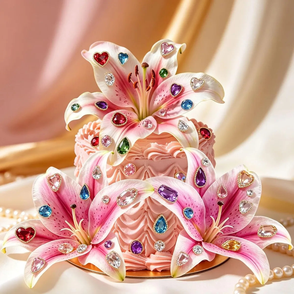 Gems Cake Toppers Gemstones Cake Toppers Artificial Flowers Cake with Diamonds Gemstones Set for Birthday Party Supplies Decor