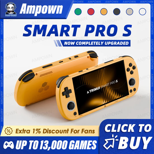 TRIMUI SMART PRO S Handheld Game Console 4.96''IPS Screen Allwinner A523 Processor Hall Joystick RGB Lighting TG5050 Game Player
