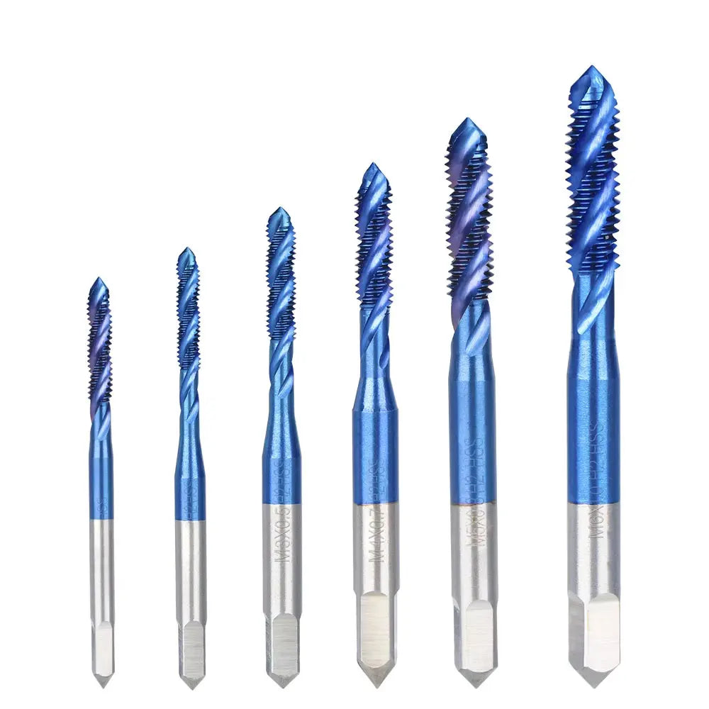 XCAN Metric Screw Tap 1pc HSS M2-M6 Thread Tap Nano Blue Coated Machine Plug Tap Threading Tools Spiral Tap Drill