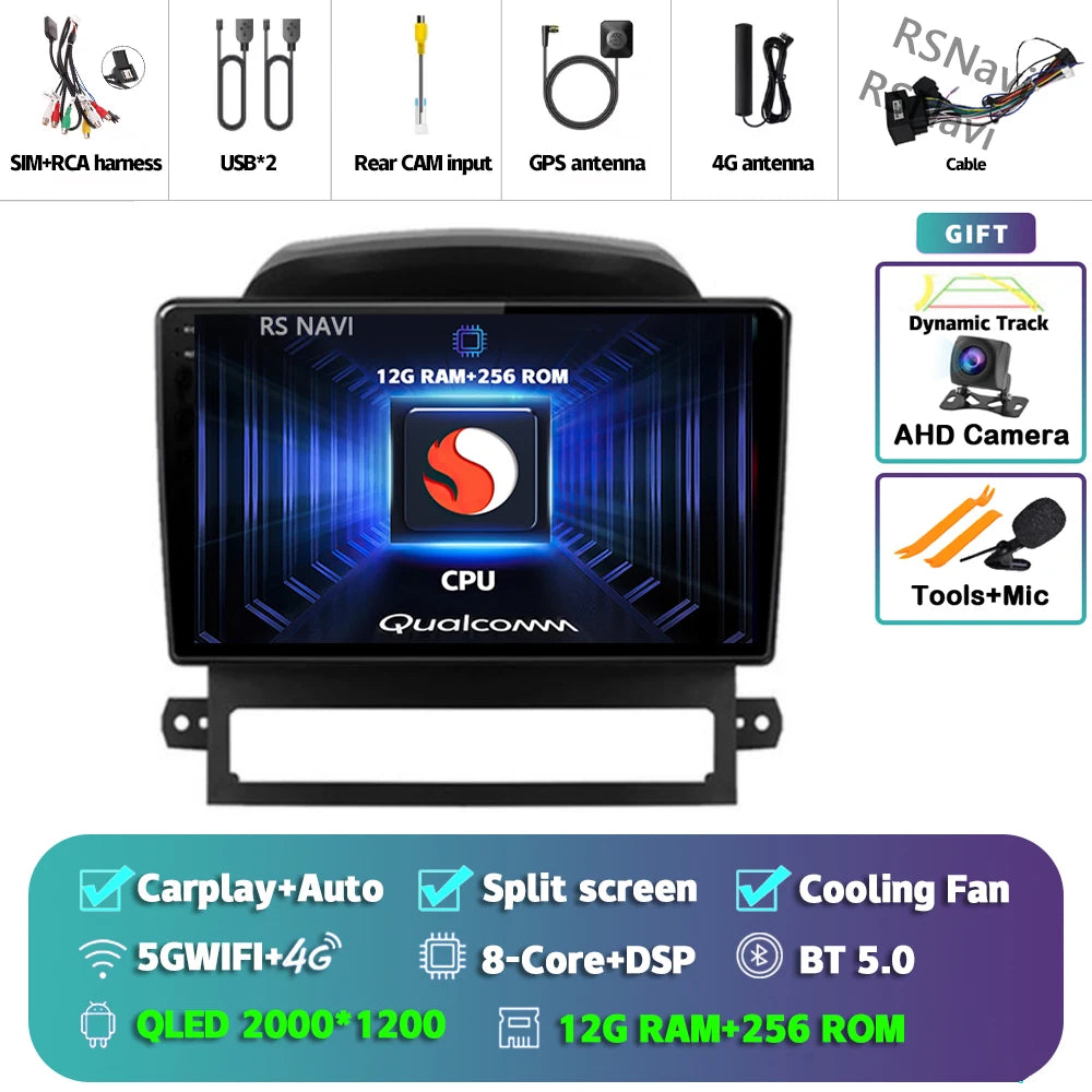 Android 16 Carplay Auto Multimedia Car Radio For Chevrolet Captiva 2008 2009 - 2012 Head Unit Autoradio Stereo Snapdragon Player