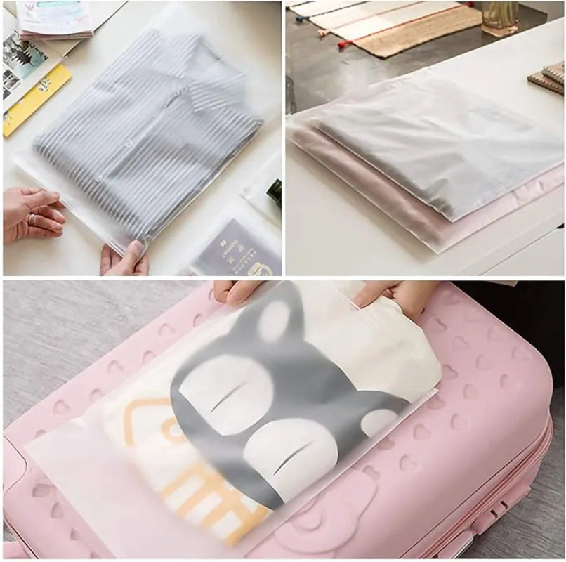 10PCS Travel Frosted Ziplock Bag PE Storage Bag Plastic Zipper EVA Translucent Bag Ziplock Bag Waterproof Packaging Bag