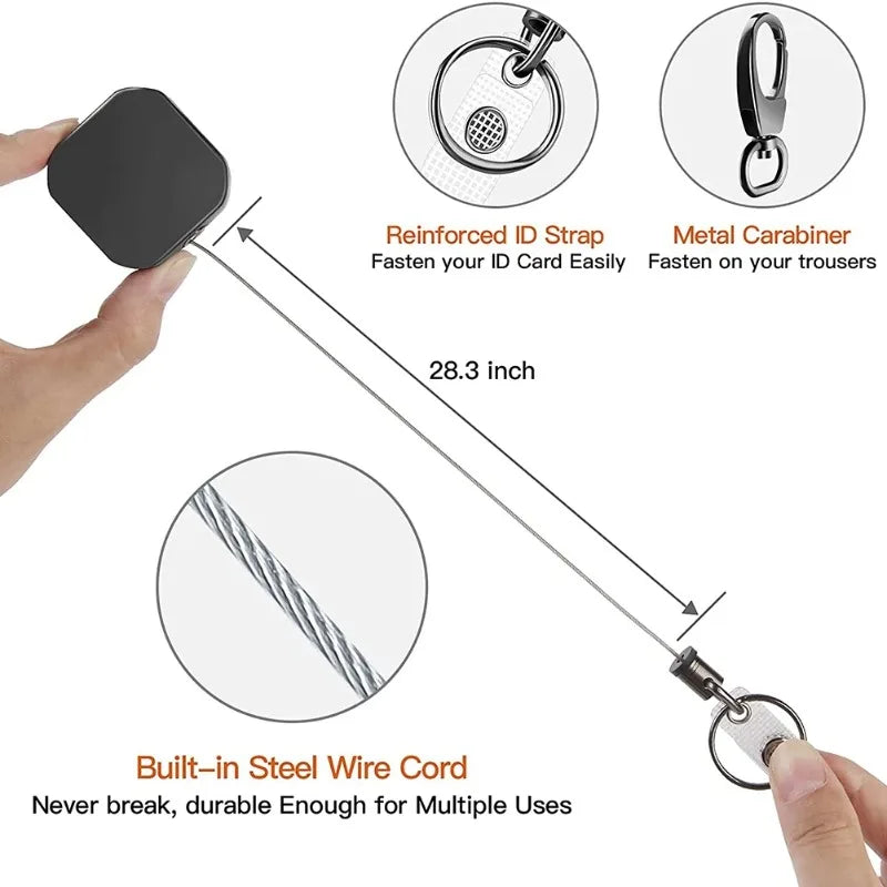 Anti-loss and Easy-to-pull Buckle of Retractable Key Chain Belt Badge Reel Clip Square Accesorios Para Auto Key Chain