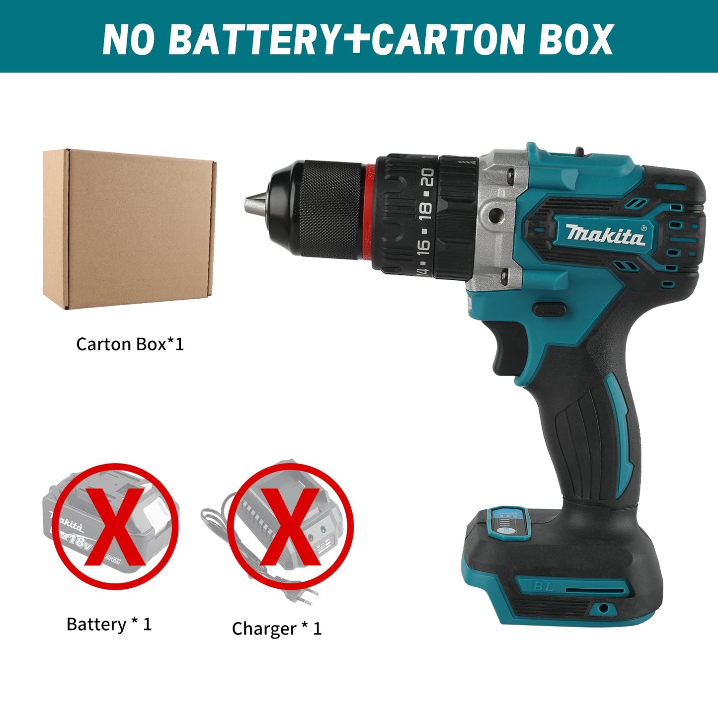 Makita DDF487 18V Brushless Cordless Drill Driver – Lithium Battery Compatible, UK/US/AU/EU Plug
