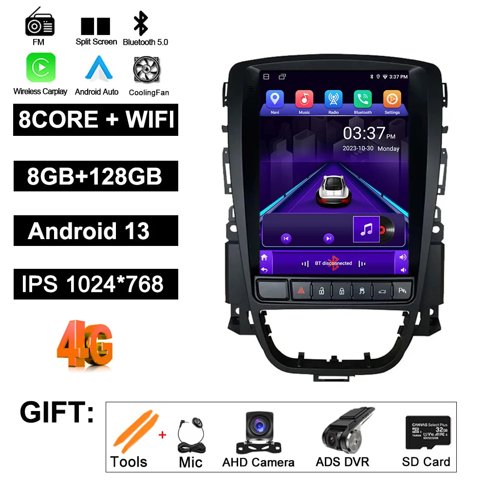 9.7" Car Stereo with Apple CarPlay & Android Auto, Compatible with Opel Astra J, Vauxhall & Buick Verano
