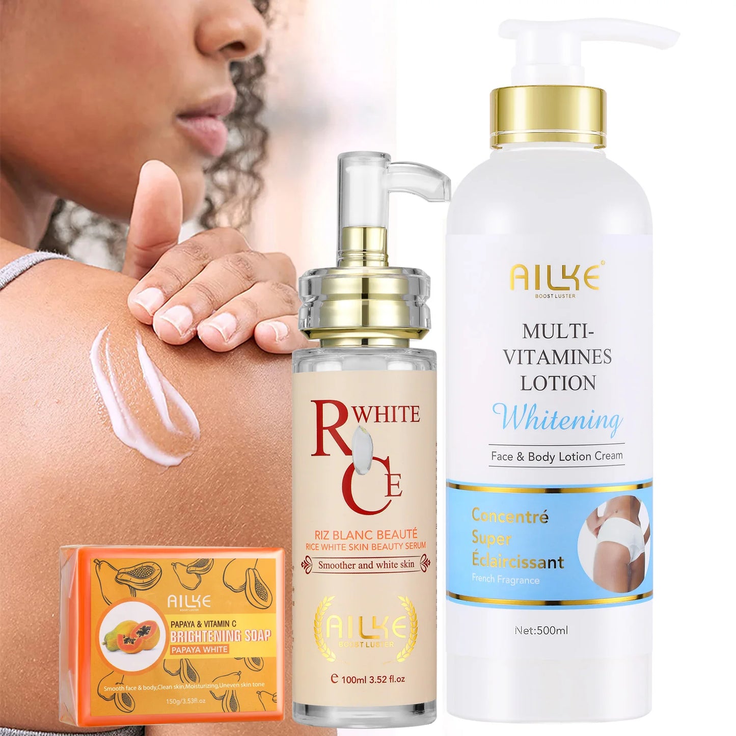 AILKE Multi-Vitamin Brightening Body Lotion – Vitamins A, E, B3 & B5 | Even Skin Tone & Radiance Moisturizer