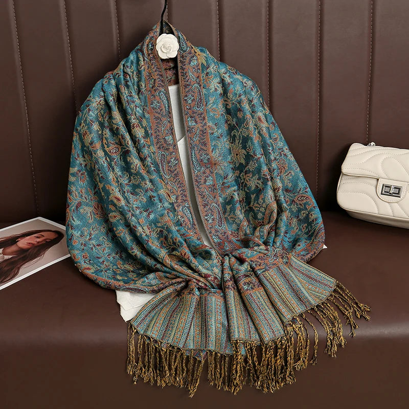 Women's Printed Pashmina Shawl, Soft Winter Scarf