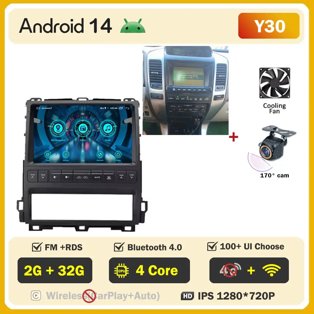 Android Car Stereo for Toyota Land Cruiser Prado & Lexus GX470 (2002–2009) — CarPlay, GPS Navigation, Multimedia