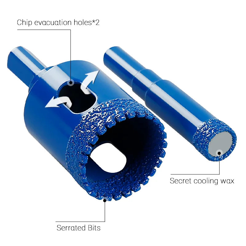 10 Pc Diamond Core Drill Bit Set 6-50mm, Vacuum Brazed Hole Saw