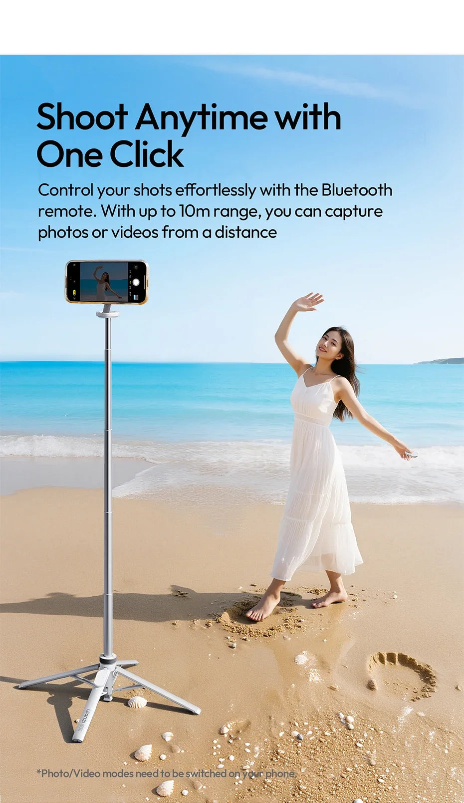 Original Ulanzi MT85 Magsafe Automatic Phone Tripod Dual Side Magnet 10m Wireless Control for Outdoor Travel Selfie Stick