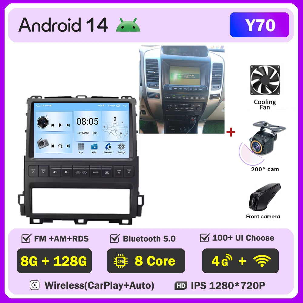 Android Car Stereo for Toyota Land Cruiser Prado & Lexus GX470 (2002–2009) — CarPlay, GPS Navigation, Multimedia