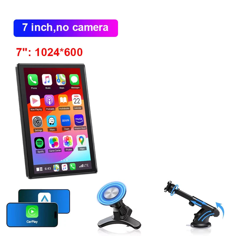 JMCQ 9" Vertical Screen Car Radio Multimedia Video Player Wireless Carplay Android Auto Magnetic bracket Car Monitors camera GPS