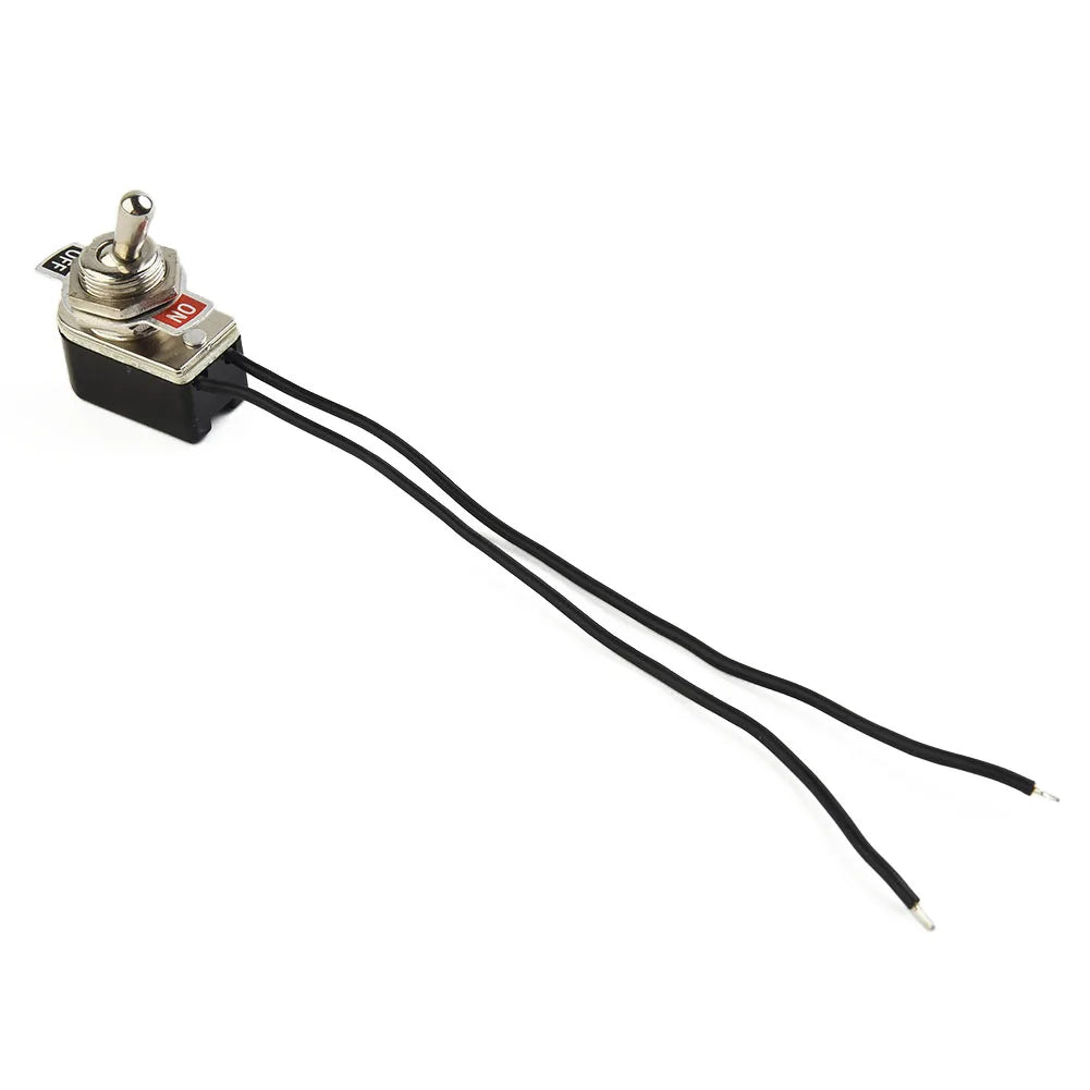 SPST 6A Toggle Switch Rocker SPST Contacts Switch Toggle With Wire Switch 12mm Cutout 1PCS 6A/125V Black+Silver