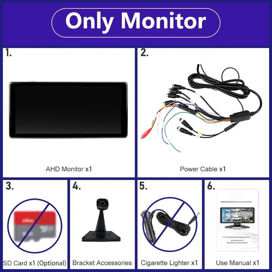 10.36 Inch 4 Channels Vehicle DVR Recorder Smart Blind Spot Radar BSD Alarm 1080P AHD Cameras Monitor For Truck Bus Trailer