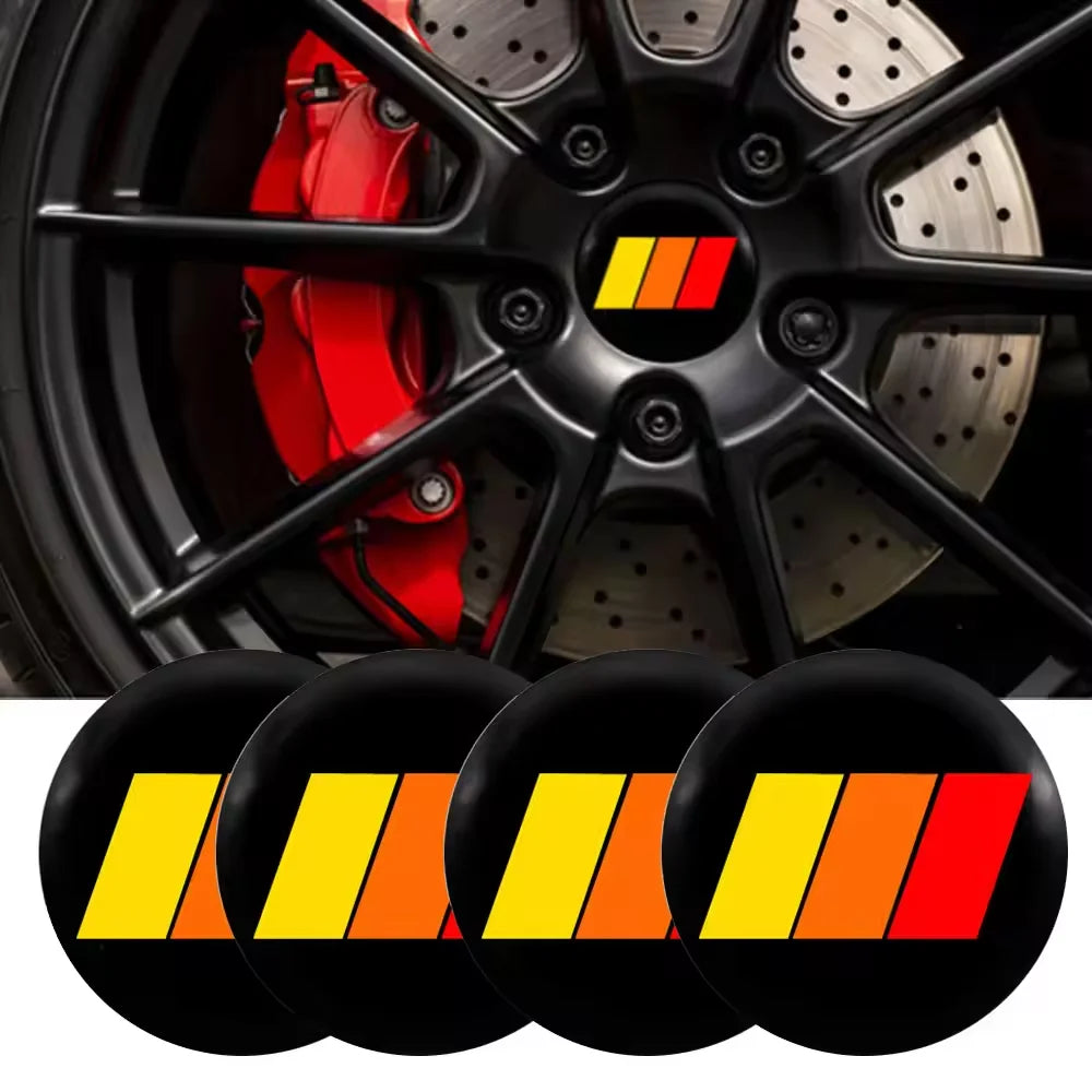 4PCS 56+60MM Universal 3 colors Emblem Wheel Center Hub Caps Sticker Rim Cover Auto Accessories