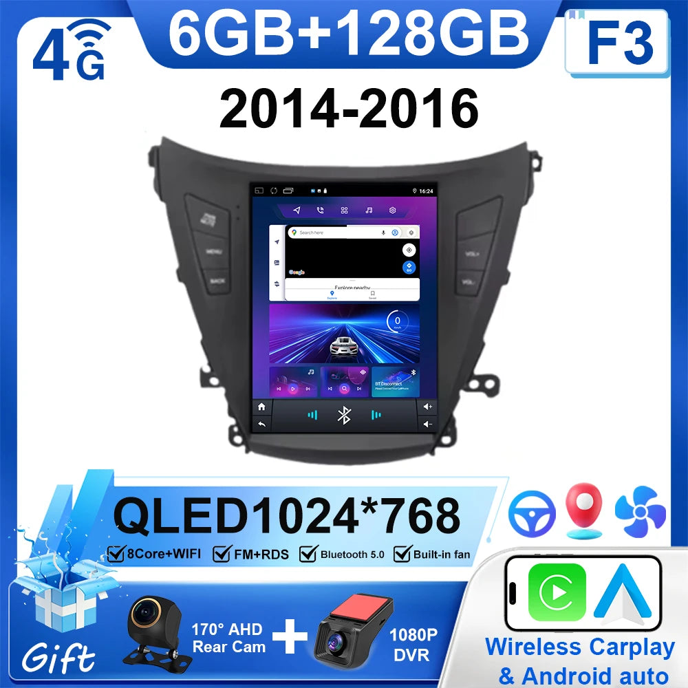 9.7" Car Stereo with Apple CarPlay & Android Auto, Compatible with Hyundai Elantra 5 (2011-2016)