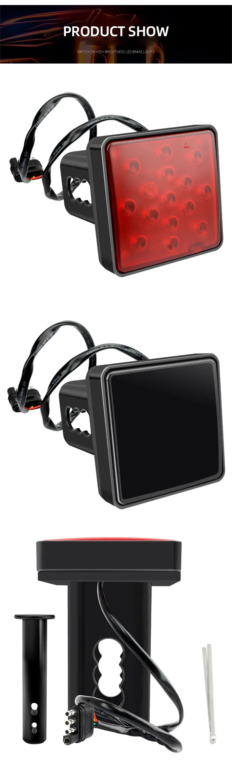 Car Brake Tail Lamp Red/Black Shell 15 LED Auto Reverse Stop Signal Lamp Rear Brake Light for Pickup Vehicle Trailer 12V