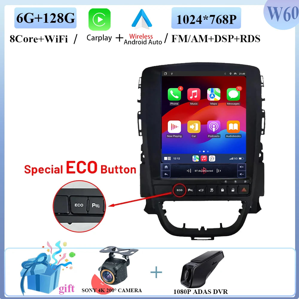 Car Radio For Opel Astra J 2009-2015 Android Auto GPS Navigation Head Unit Multimedia Video Player 5G WIFI Carplay No 2din DVD