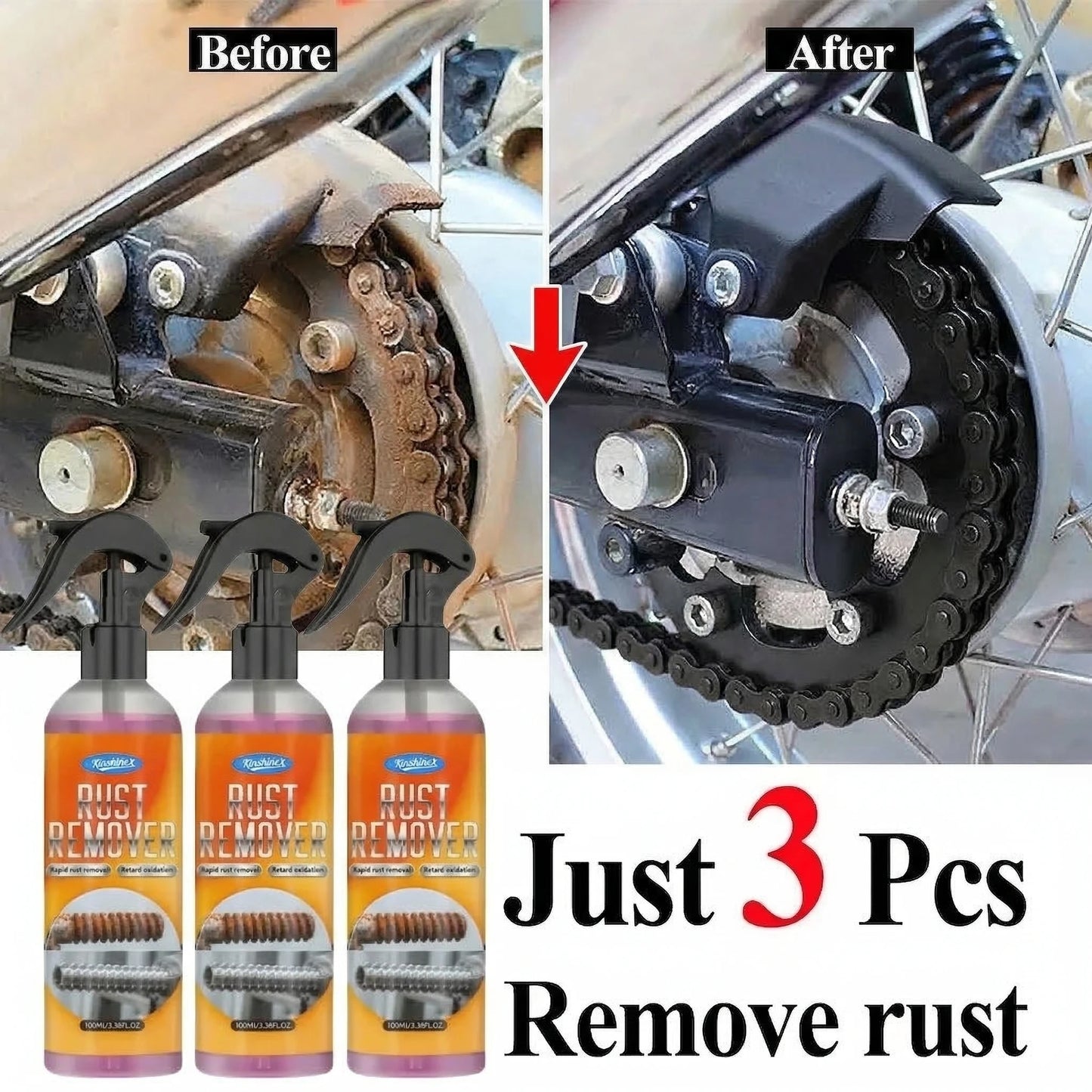 Multifunctional car rust remover used for removing rust providing surface protection on car brake pads iron metal surface 1/3PCS