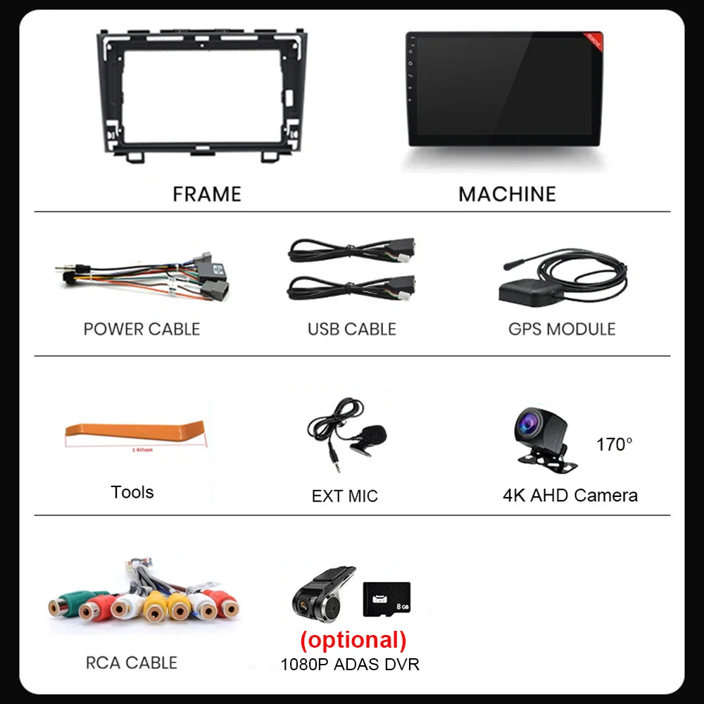 Android 16 Car Radio For Honda CR-V 3 RE CRV 2007-2011 Multimedia Video Player 2 Din Navigation GPS Carplay DVD Head Unit