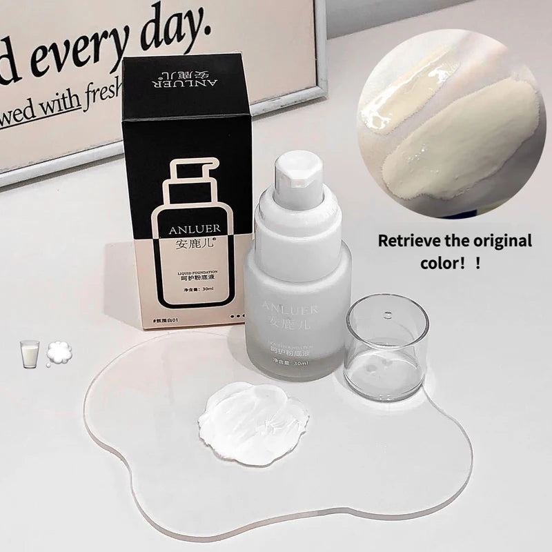 Matte White Liquid Foundation Makeup Buildable Coverage Primer & Concealer Stick Waterproof & Long-Lasting for Halloween Cosplay