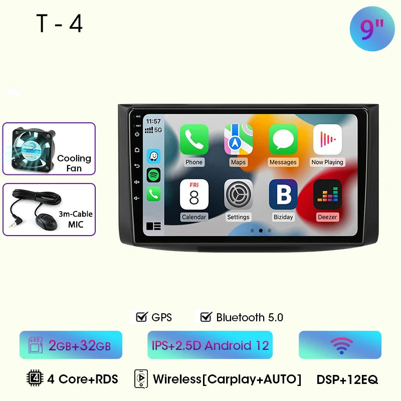 JMCQ Car Radio For Chevrolet Aveo 2006 2007 2008 2009 2010 2011 2012 2din Android12 Carplay Multimidia Video Player Head Unit