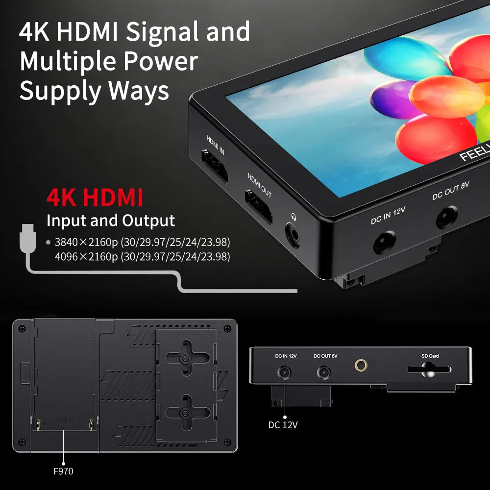 FEELWORLD 5.5 Inch 3000nit Ultra Bright Touch Screen Camera DSLR Field Monitor 4K HDMI Instal Kit for  Gimbal Rig Youtube LUT5