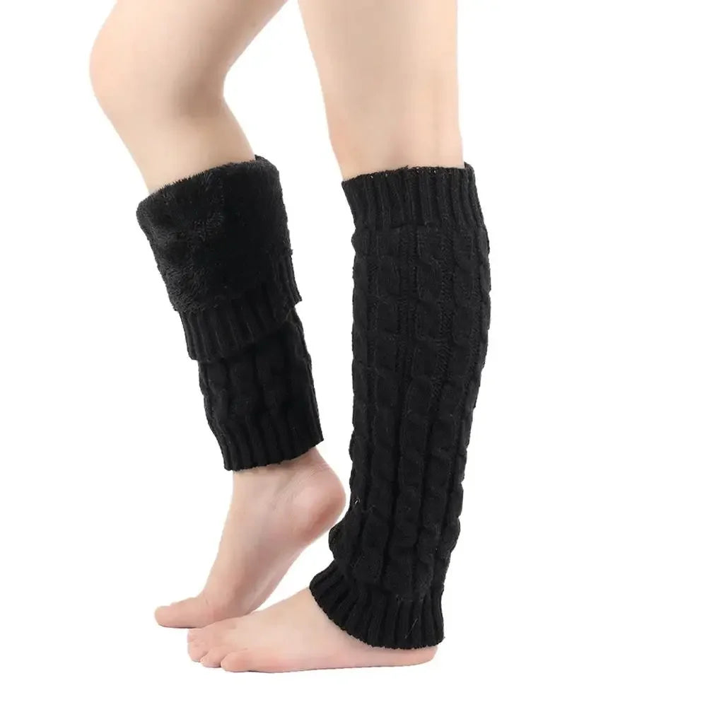 Women's Fleece Lined Knit Leg Warmers - Tall Crochet Boot Covers - photo 8