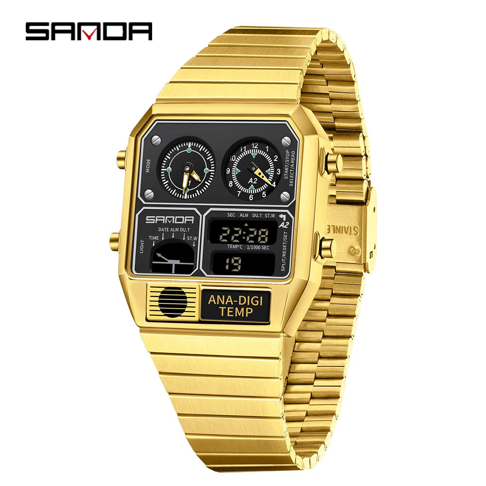 SANDA Fashion Hot 3192 Men Watch Thermometer Stopwatch Timing Men's Digital Wristwatch Multifunctional Waterproof Man Watches