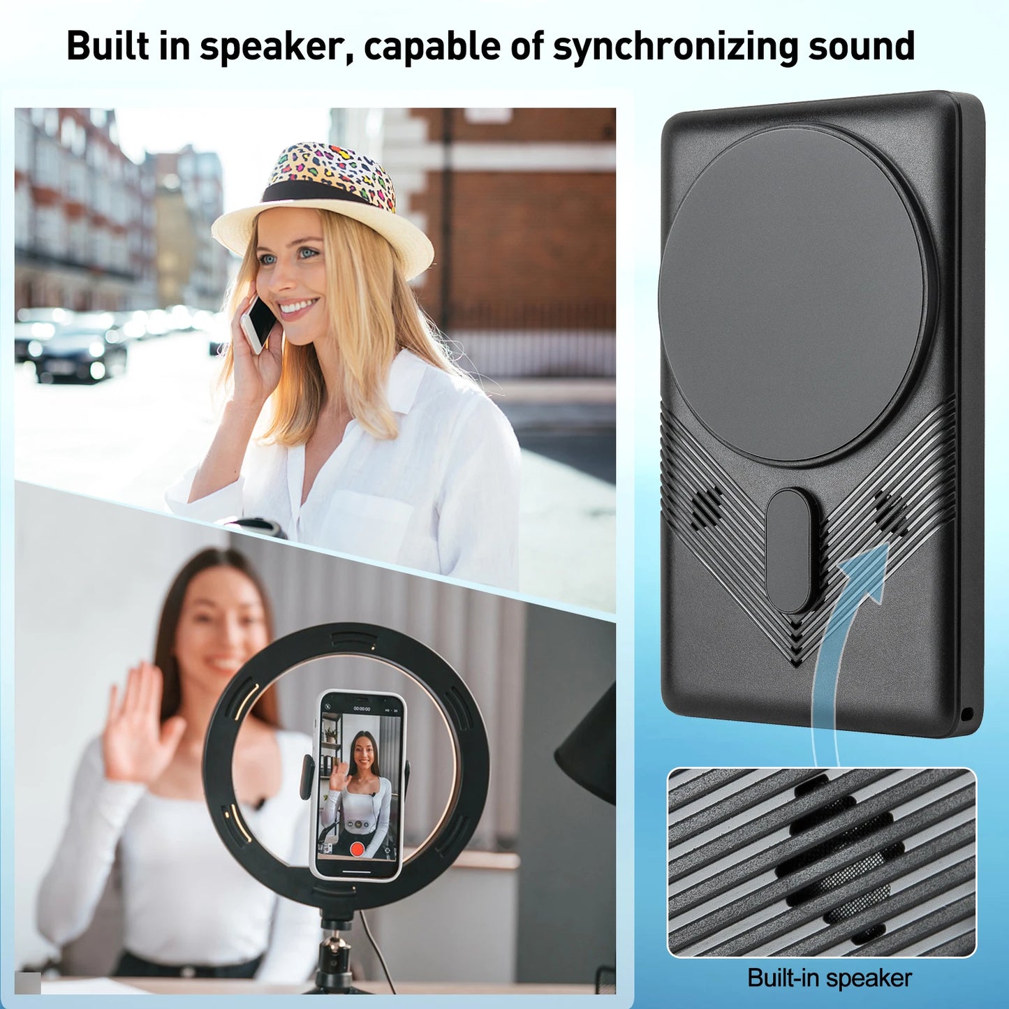 Wireless Magnetic Selfie Monitor – 4" Touchscreen with Bluetooth & Screen Mirroring for Vlogging & Live Streaming