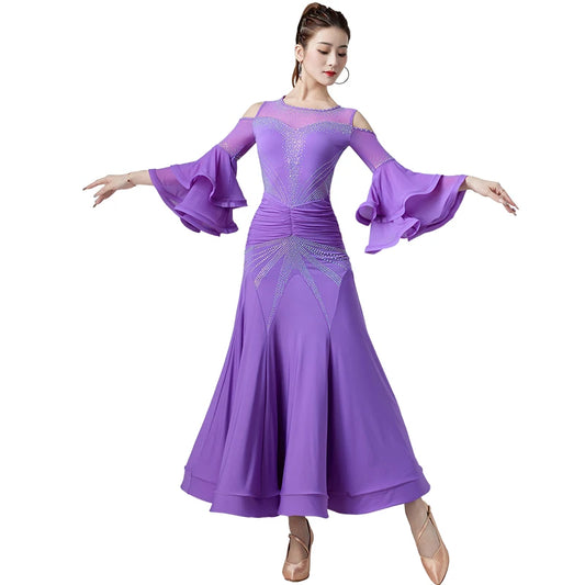 Women's big swing ballroom dress for waltz and foxtrot