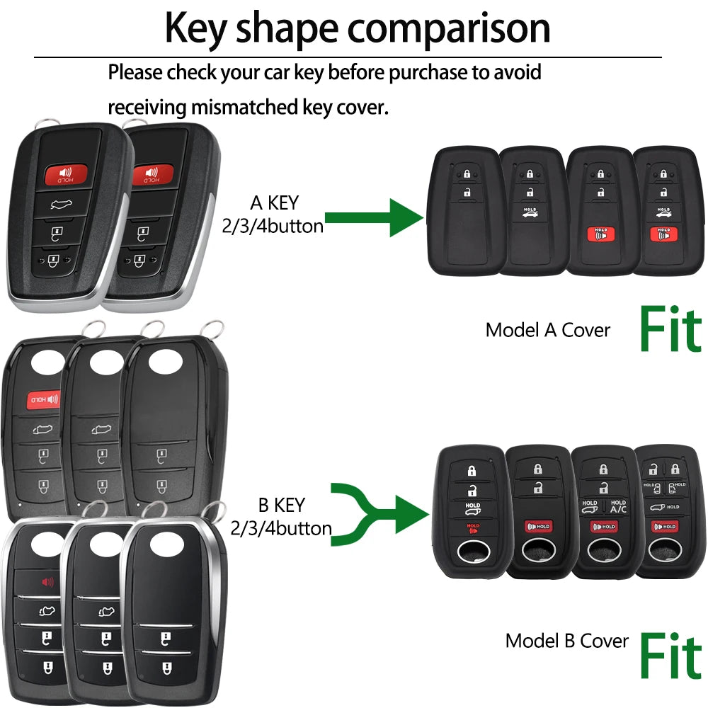 Lcyam Key Fob Cover Case Remote Protector Smooth Silicone Fits for Toyota Rav4 Corolla Camry Hilux Car Accessories Key Cover